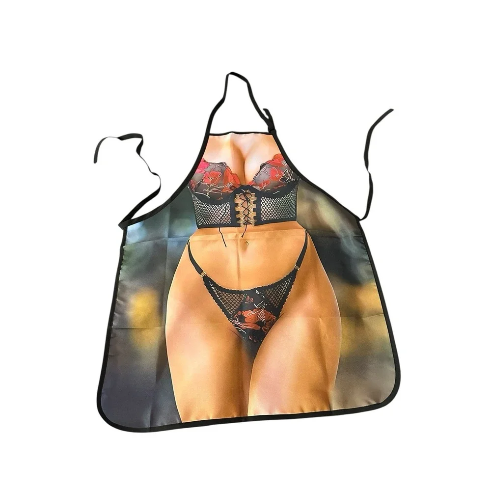 NEW novelty adult ONE SIZE apron full coverage funny SEXY LADY BODY‎ IN BLACK